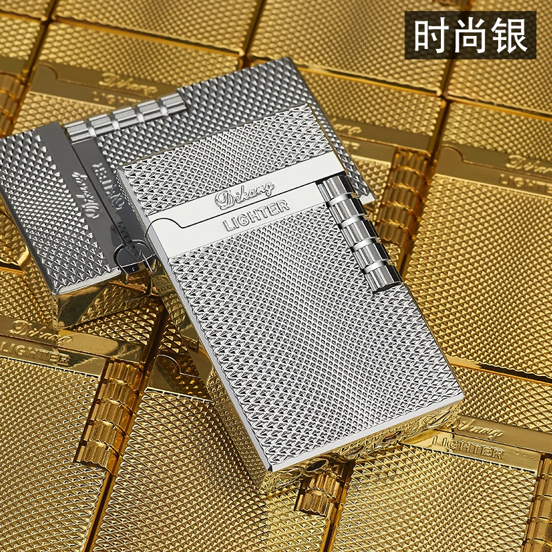 【时尚银】朗声斜火明火砂轮打火机新款充气烟斗打火机