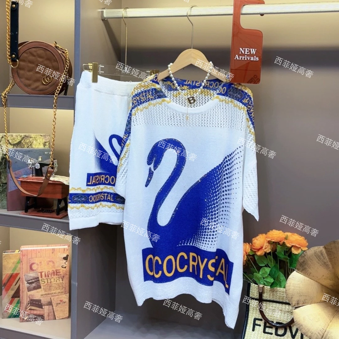 081【蓝天鹅】夏款清货特价——奢华尊贵重工烫钻套装