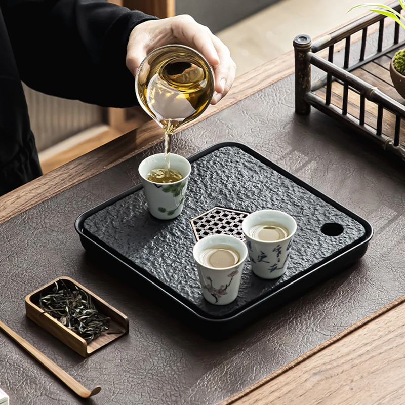 仿乌金石茶盘功夫茶具套装茶托盘干泡台茶盘简约储水盘日式小茶台