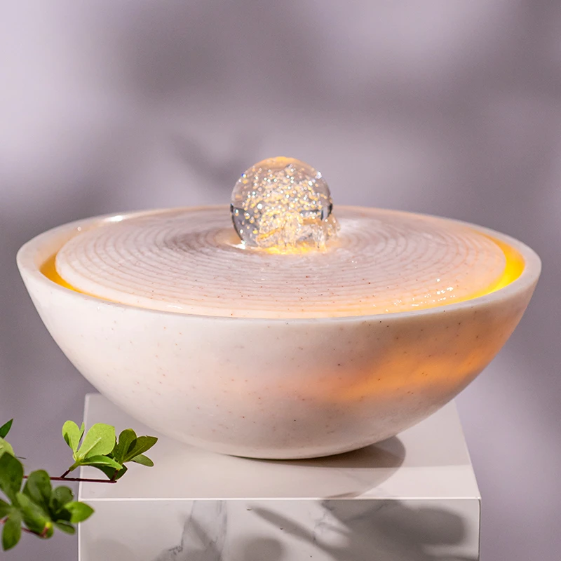 简约聚宝盆喷泉造景客厅办公室流水摆件循环水招财风水球轮装饰品