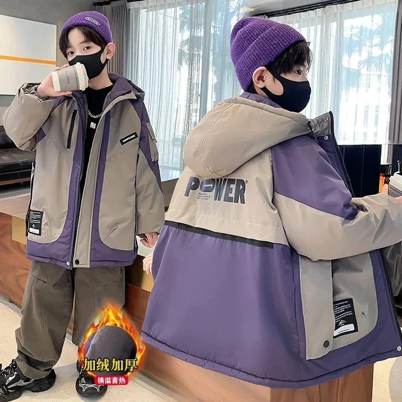 男童棉服秋冬2025新款儿童派克服加绒加厚男孩冬装外套冬装潮