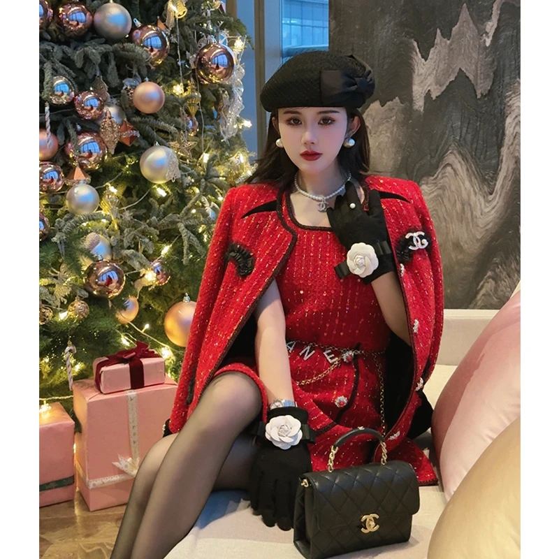【荆棘玫瑰】羽绒服2024秋冬新款红色设计感小香风气质短外套