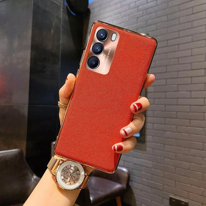 适用opporeno12手机壳高档真皮电镀reno12pro全包防摔超薄软壳pro