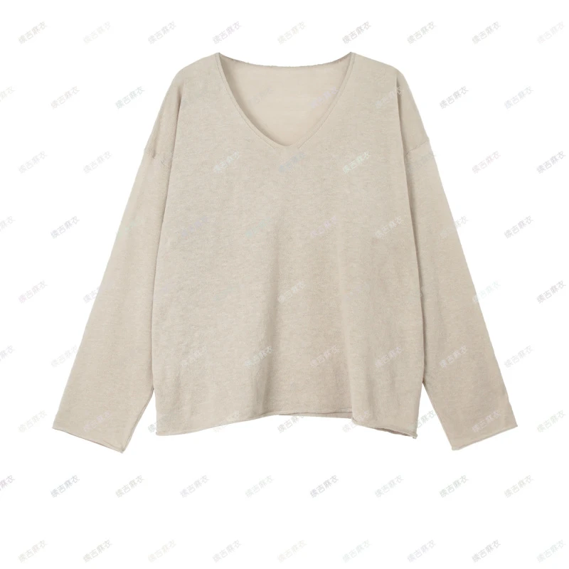 原创设计24-1399【香雾玲云】长袖时尚百搭宽松纯色上衣