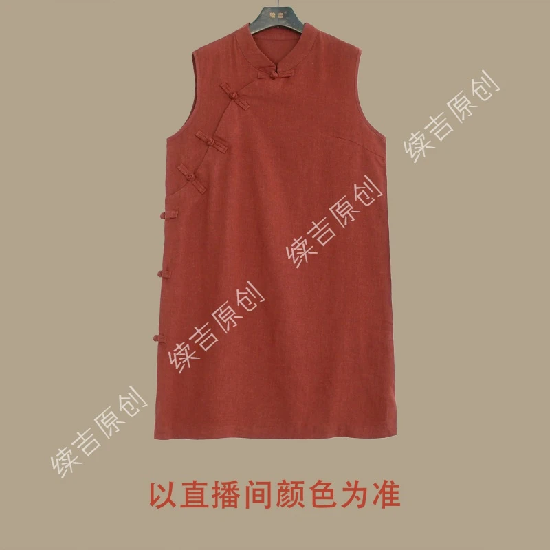 原创设计24-992【寻桃】100亚麻禅意文艺中国风宽松连衣裙