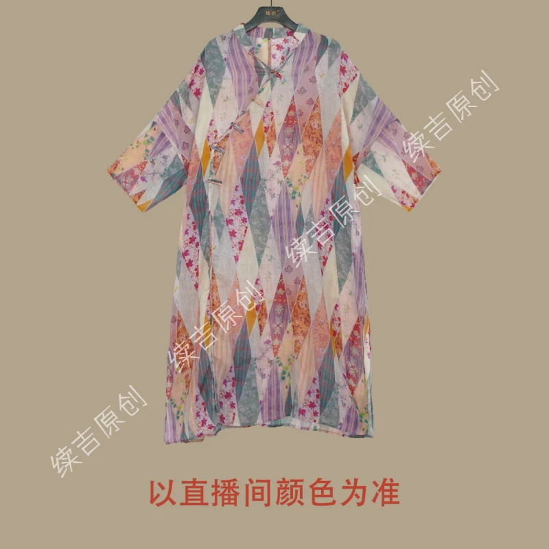 原创设计24-846【游园惊梦】苎麻时尚休闲百搭薄款夏季宽松连衣裙