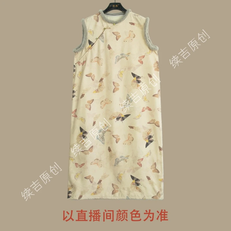 续吉出品5560｜梦蝶｜国风旗袍马甲裙无袖坎肩背心连衣裙