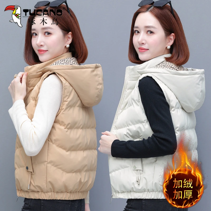 啄木鸟棉马甲外套女秋冬2025年新款中年妈妈加绒加厚保暖外穿马夹