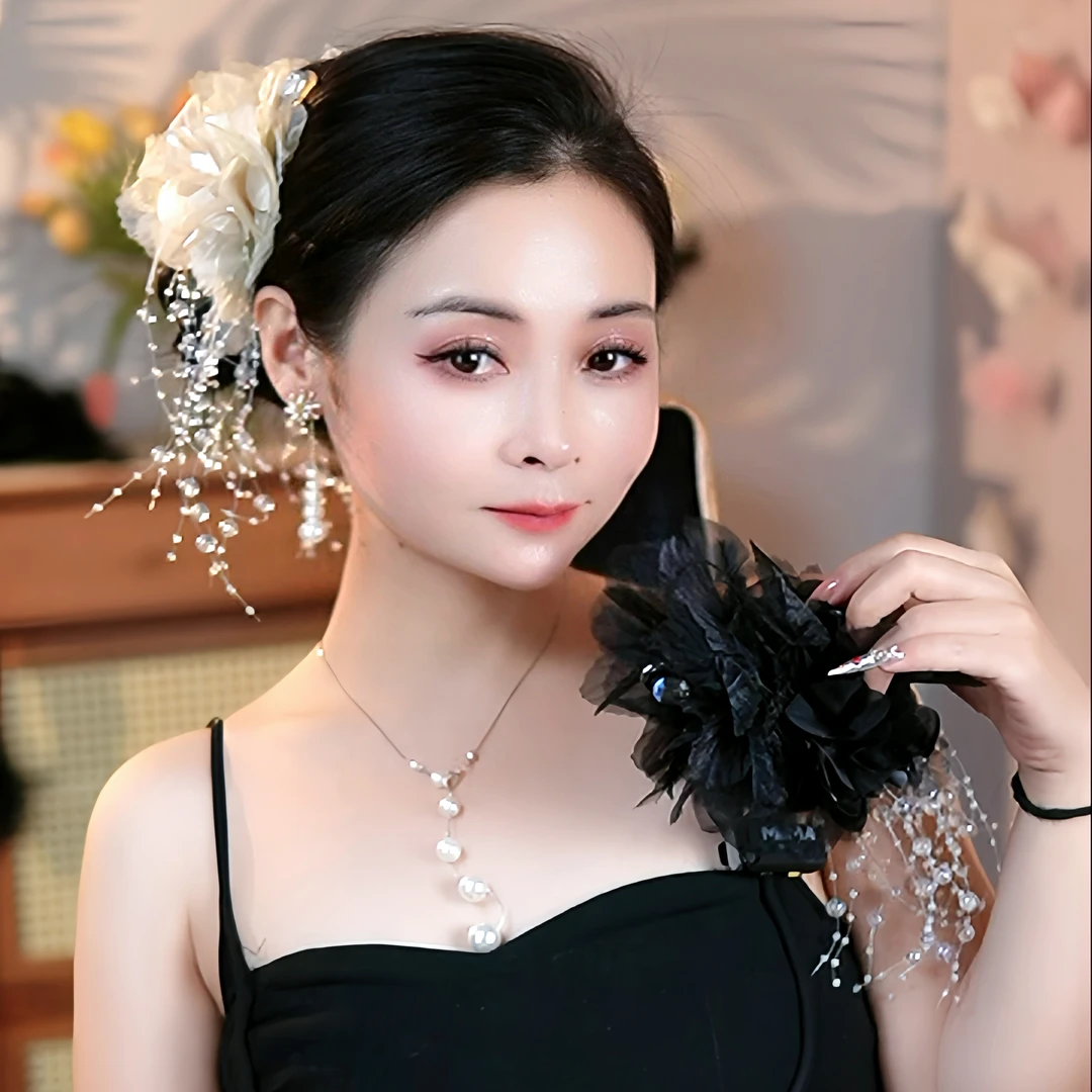 【现货】气质网红轻奢人鱼姬泡泡珠花朵抓夹超仙气百搭流苏鲨鱼夹