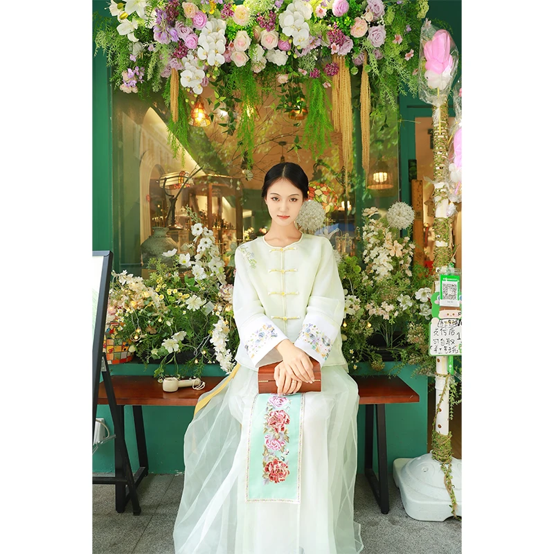 云水谣 |传现#132|原创桑蚕丝绣花上衣对襟新中式圆领衣