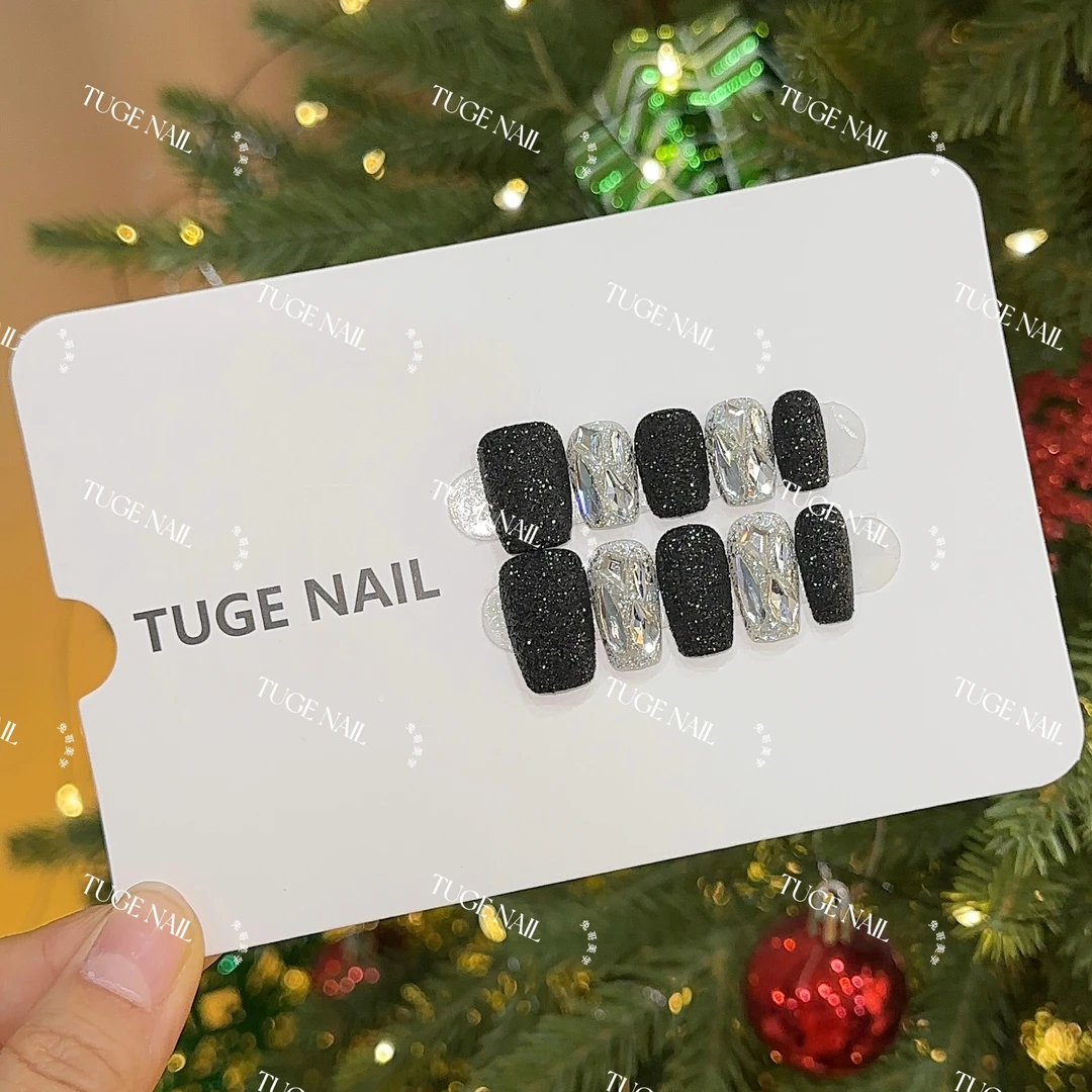 TugeNail“卡宴” 14片（轻微掉絮）轻奢磨砂爆闪纯手工穿戴甲TGXX