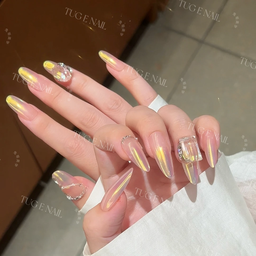 TugeNail“美乐蒂”【施家全华】极光透底华子美甲高定手工穿戴甲TGLI