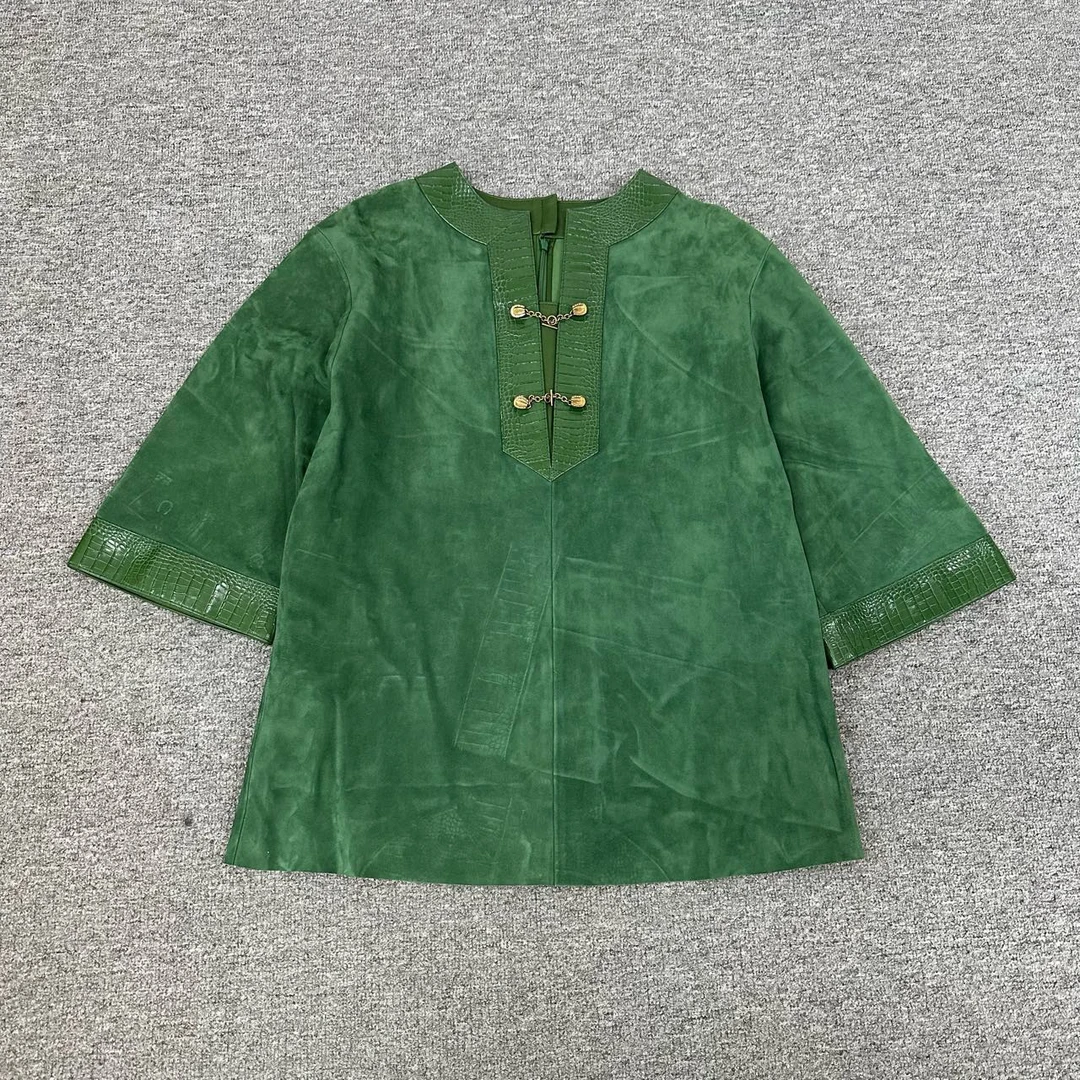99新 AMIPARIS gucci 麂皮绿色上衣 38码