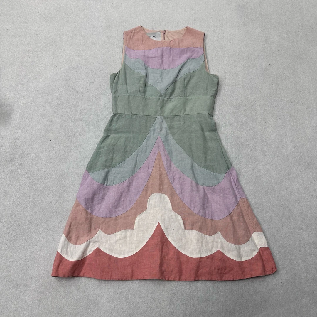 99新 Valentino/华伦天奴 华伦天奴 主线亚麻连衣裙
