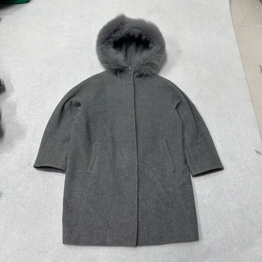 99新 MaxMara maxmara 灰色连帽大衣