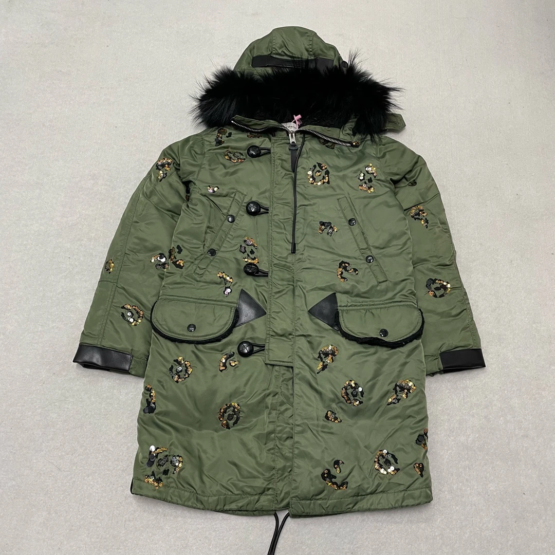 99新  coach长款连帽亮片羽绒服 m码 6721193
