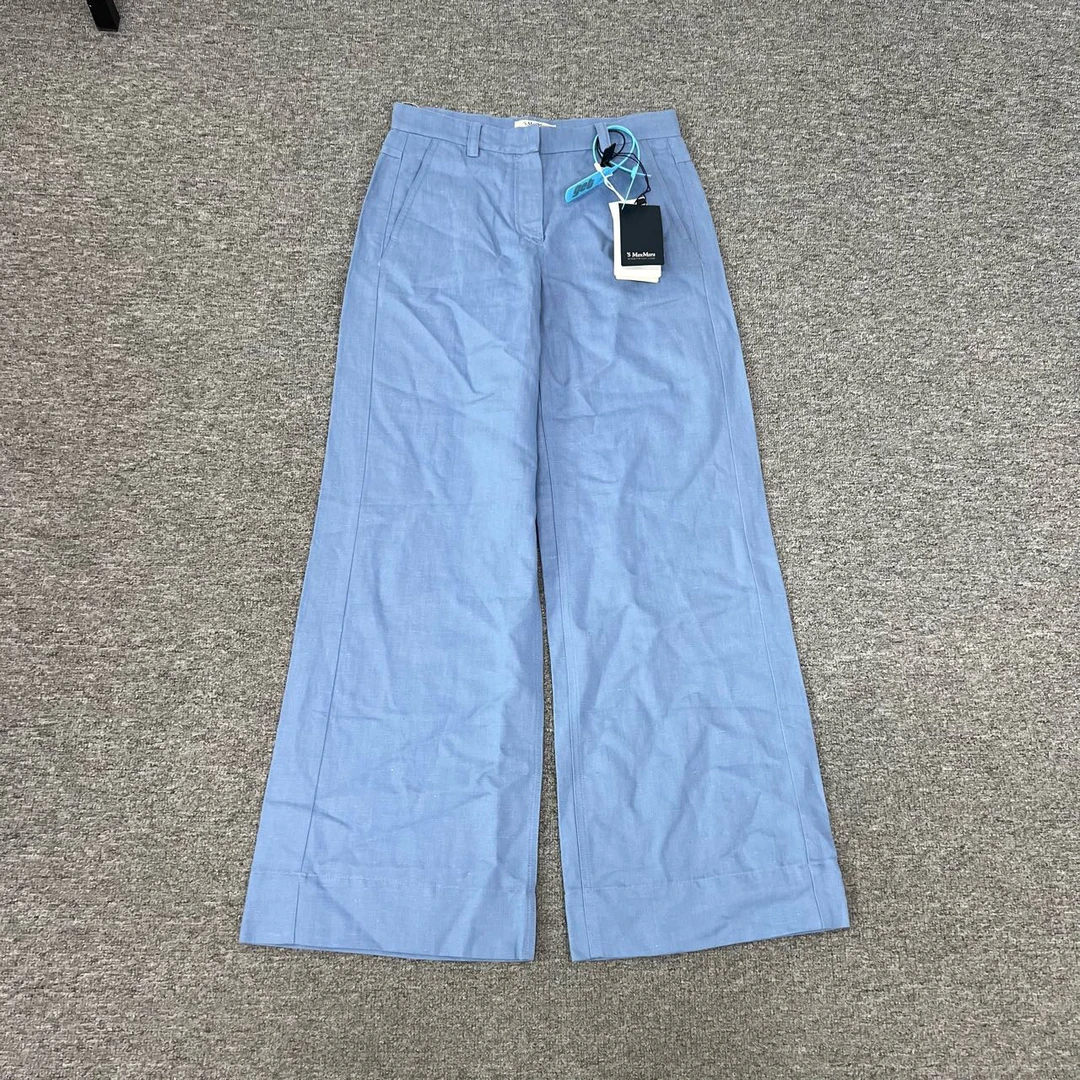 全新未使用 MaxMara maxmara蓝色休闲裤40码