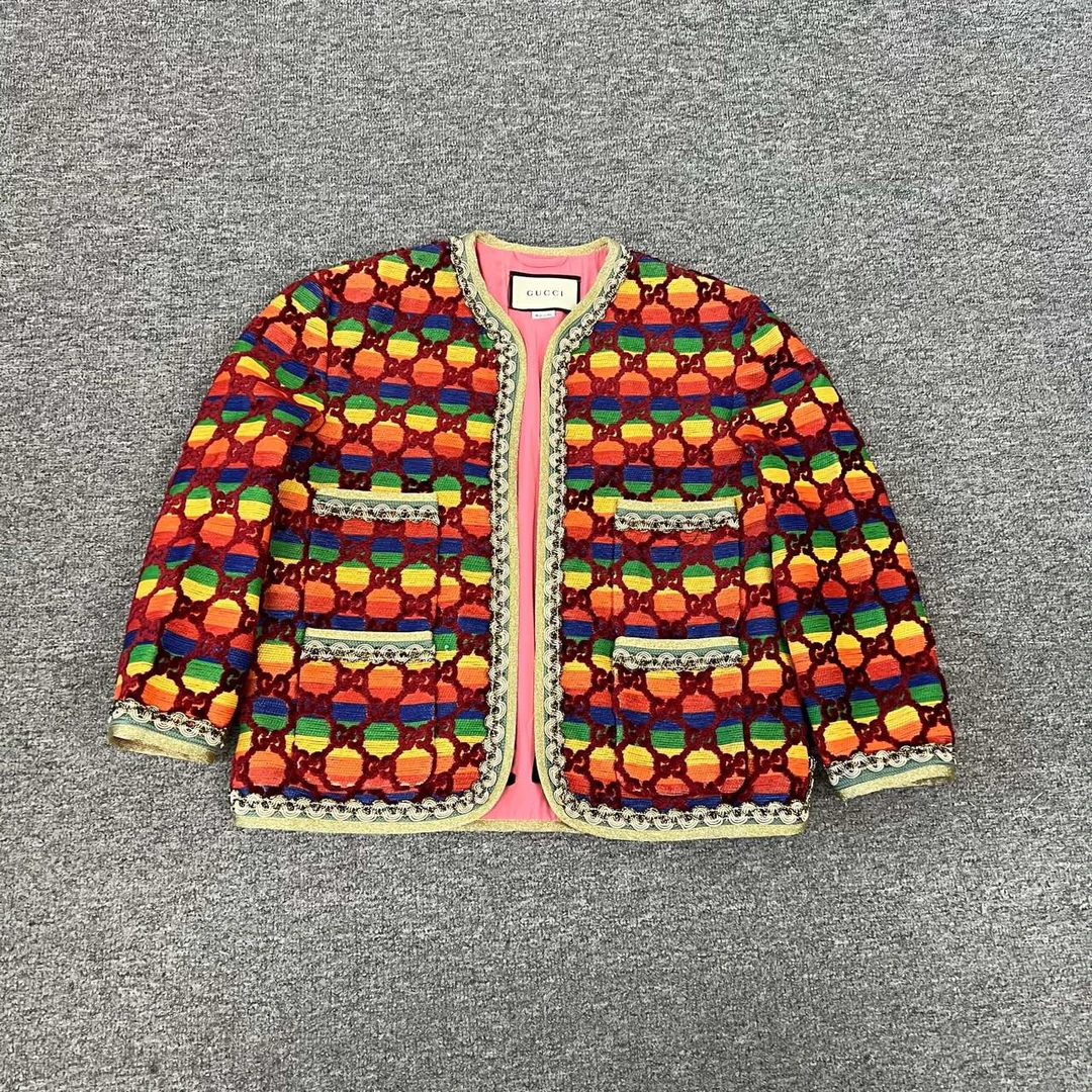 99新 GUCCI/古驰 gucci 植绒满印外套 38码