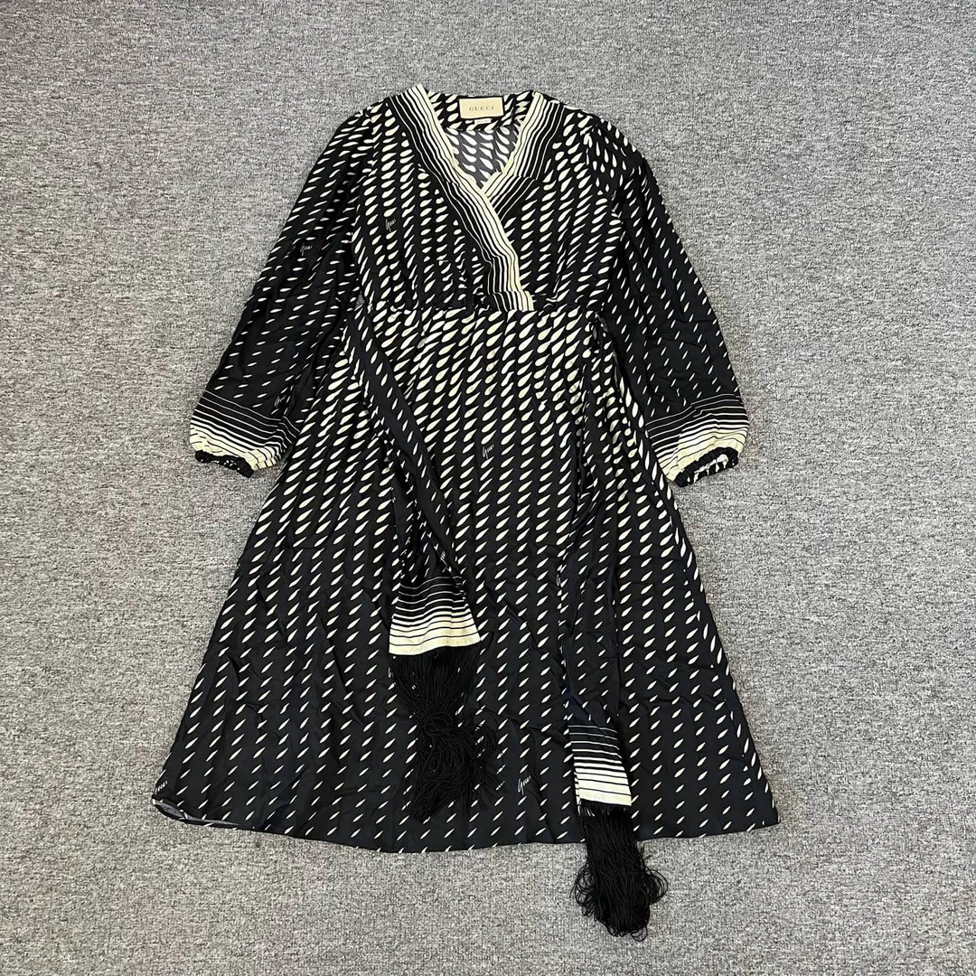 99新 GUCCI/古驰 gucci 秀款 桑蚕丝 长袖连衣裙 36