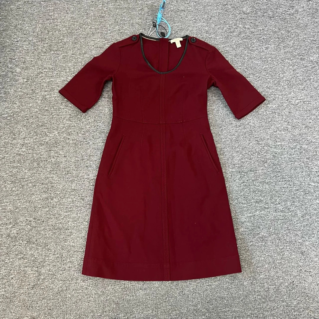 99新 BURBERRY/博柏利 burberry 酒红色连衣裙uk4
