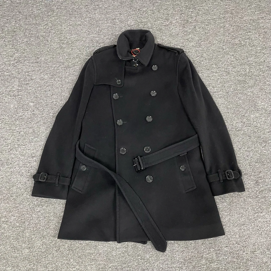 99新 BURBERRY/博柏利 Burberry 黑色羊毛大衣50码