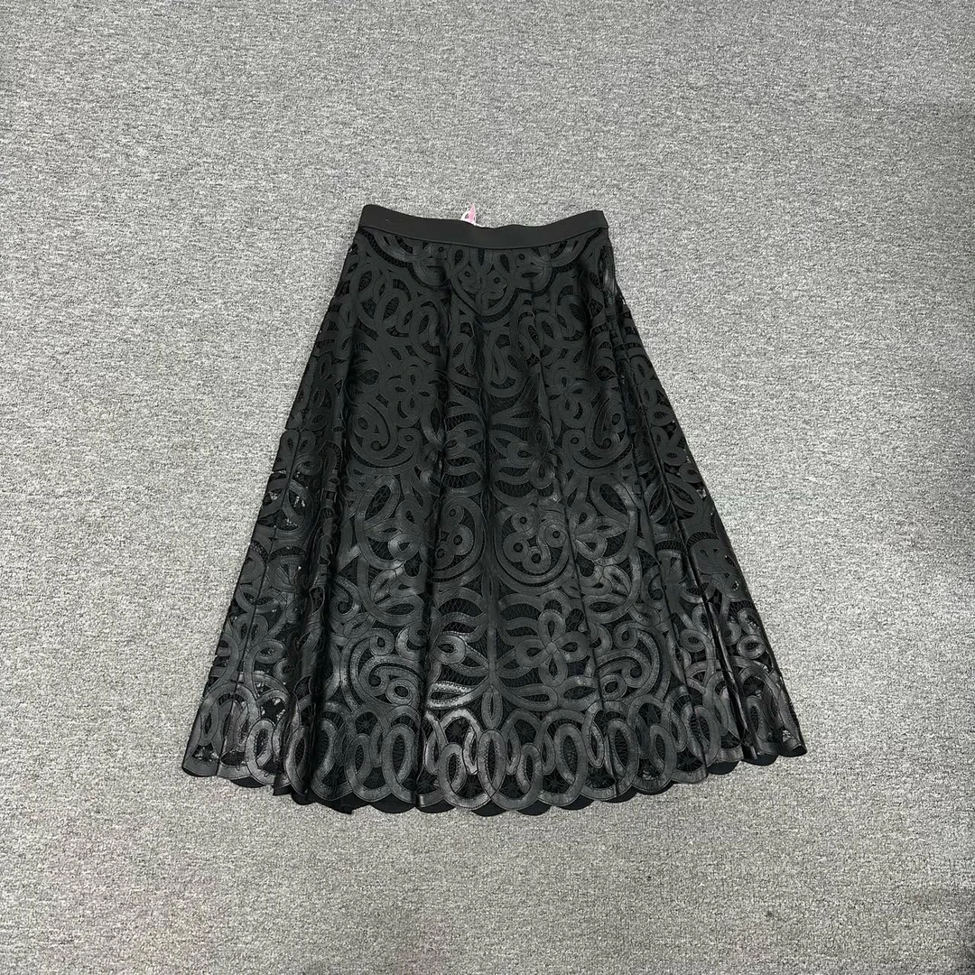 99新 DIOR/迪奥 Dior 蕾丝拼皮半身裙