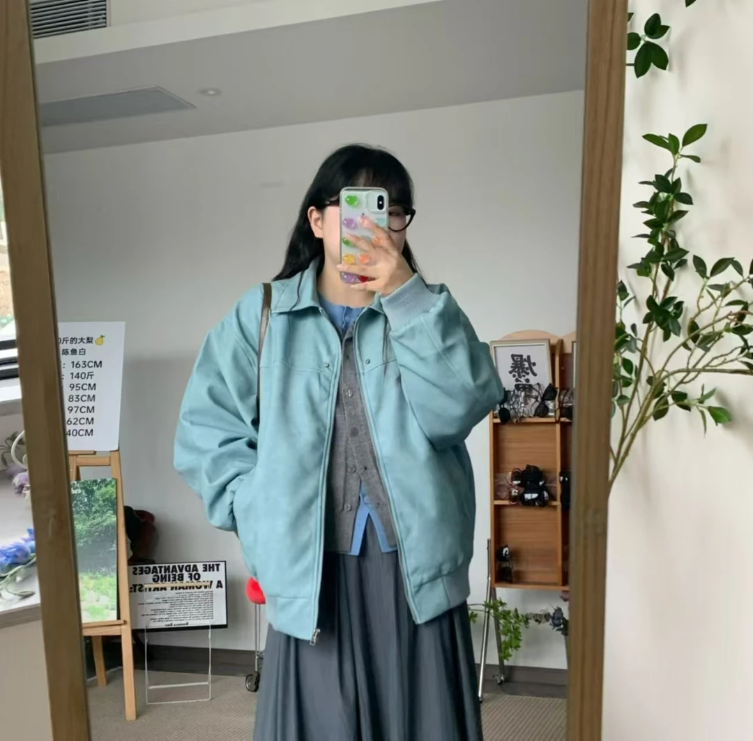 【又到了穿皮衣的季节】美拉德翻领皮衣纯色外套男春秋季情侣款夹克