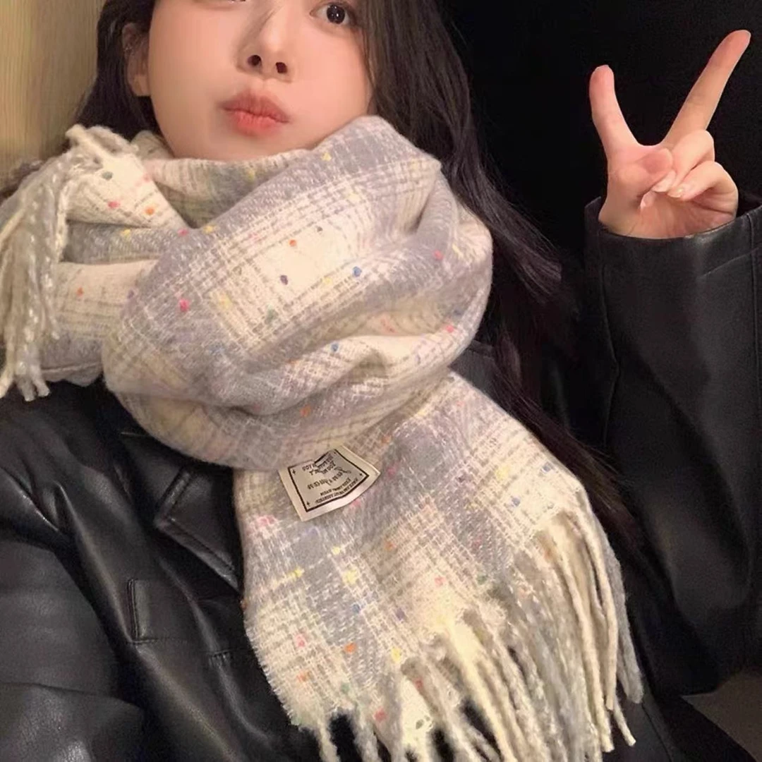 美拉德高级感百搭格子围巾女秋冬季韩版情侣加厚保暖网红围脖披肩