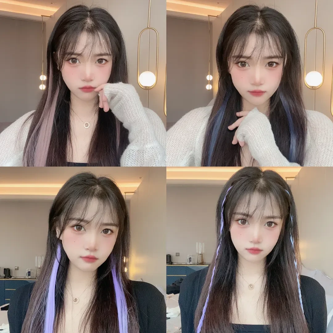 彩色发片挂耳染假发片简约显白韩式流行色无痕不伤发