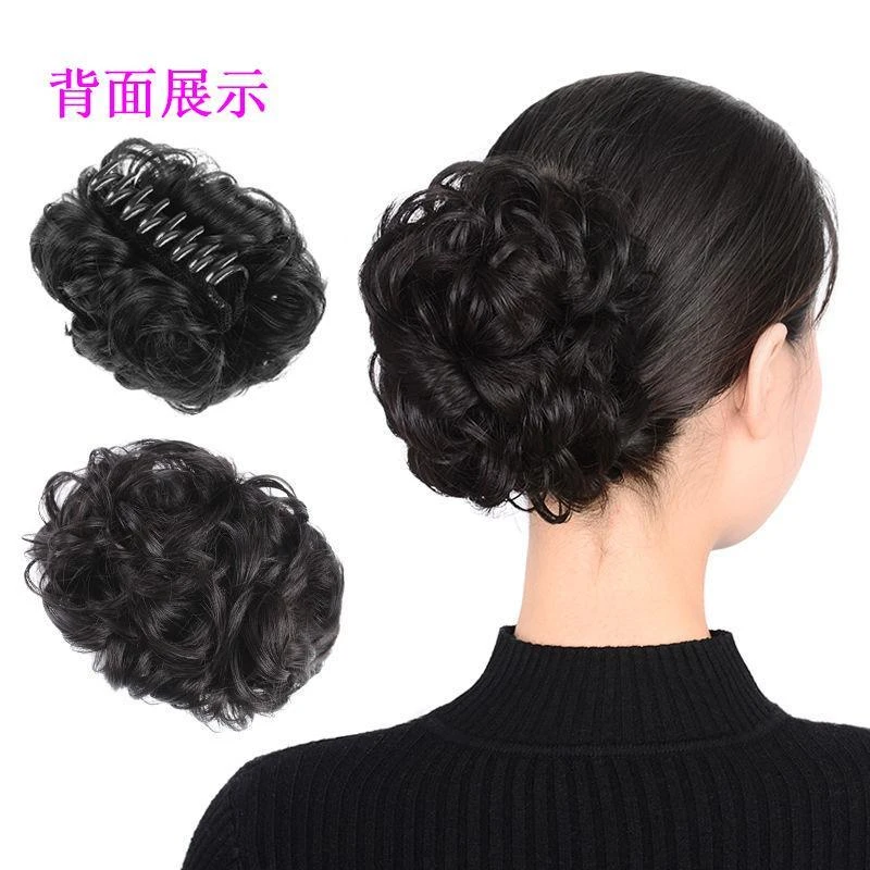 假发发圈女抓夹式头花盘发花苞头假发卷发盘发器发包抓夹发圈批发