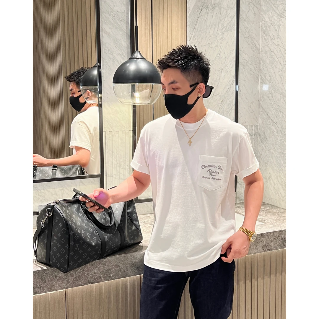 【绣花字母】60支双纱棉贴身基础打底圆领短袖T恤男士半袖轻奢时尚