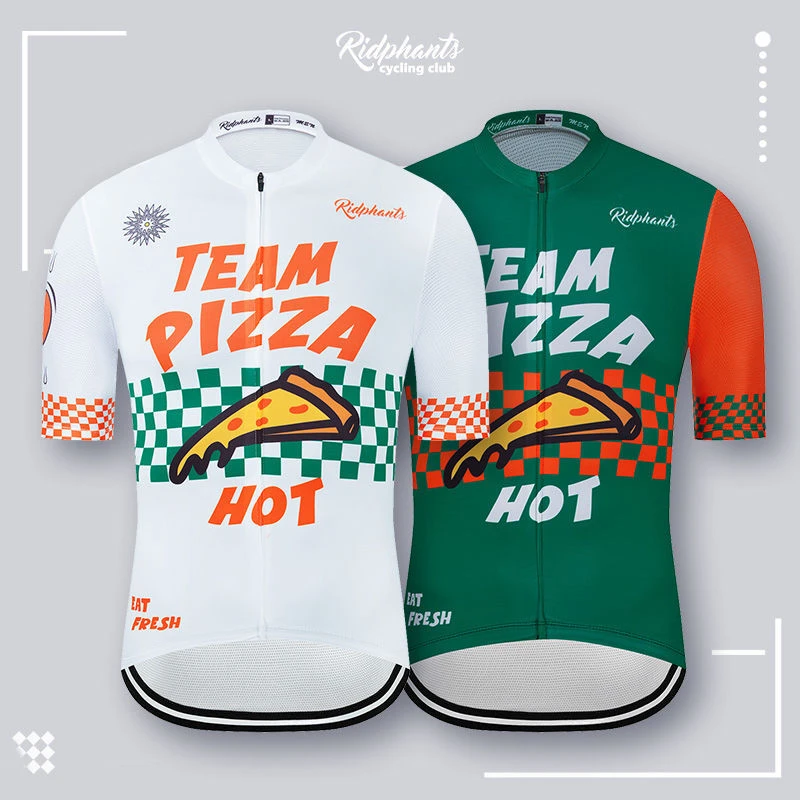 车队披萨骑行服短袖夏季速干牛奶丝男女自行车公路车速干户外透气