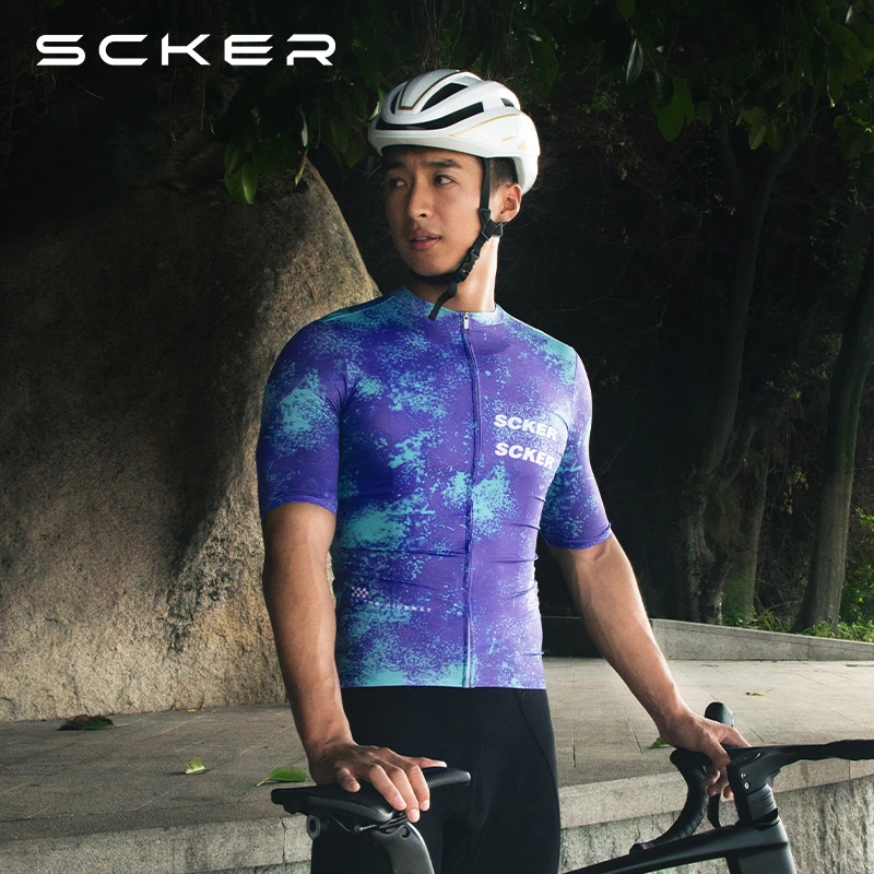 斯戈瑞SCKER夏季浅雾骑行服男款短袖透气公路自行车防晒速干上衣