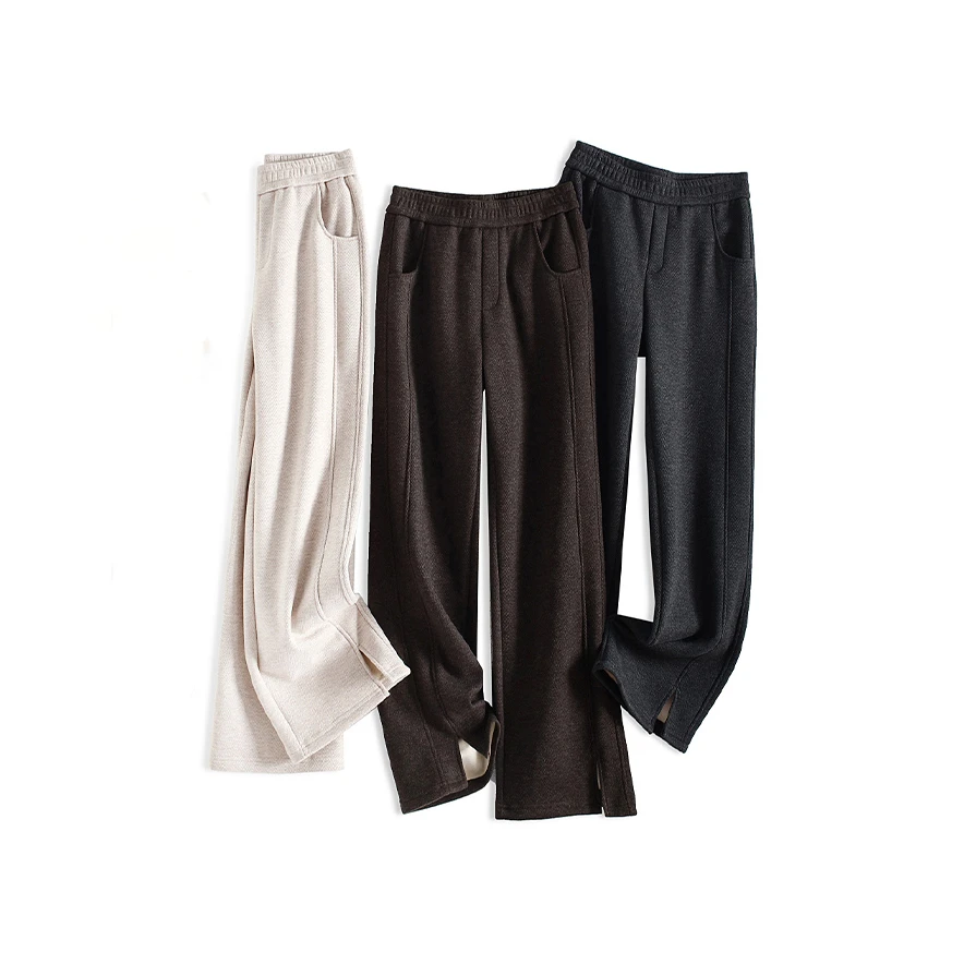 门店4&19！篙阶好面料，好裤型/人字纹蚕丝绵羊毛阔腿休闲裤C19194