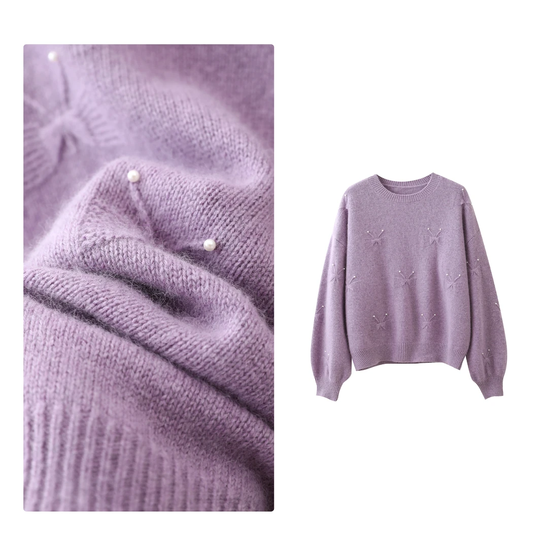 B 门店39&9！软绵绵糯叽叽，咩咩绒感/定位珠绣绵羊毛针织衫T4326