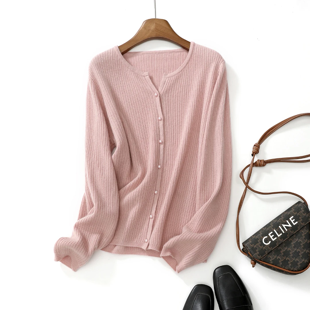 B门店49&9！重磅350g 奢纱 兔绒+绵羊毛精密14正反针针织开衫T3361