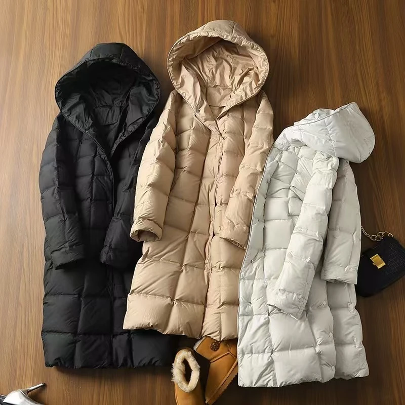 门店17&69！黑/白/卡其“壁炉小憩”拒绝跑绒压胶中长款羽绒服M12990