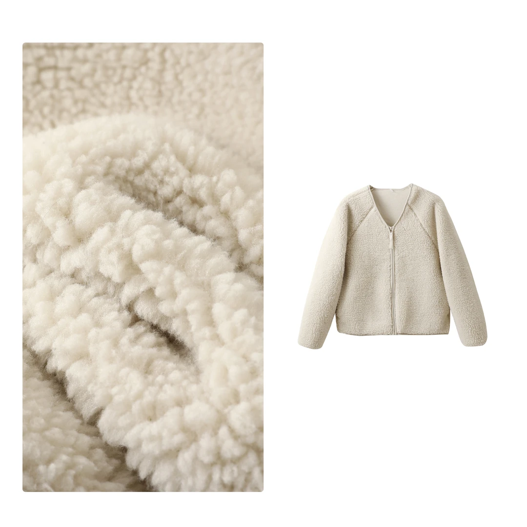 门店4&09！U厂好物，可溯源/仿羊羔绒加厚摇粒绒拉链外套女 C19059