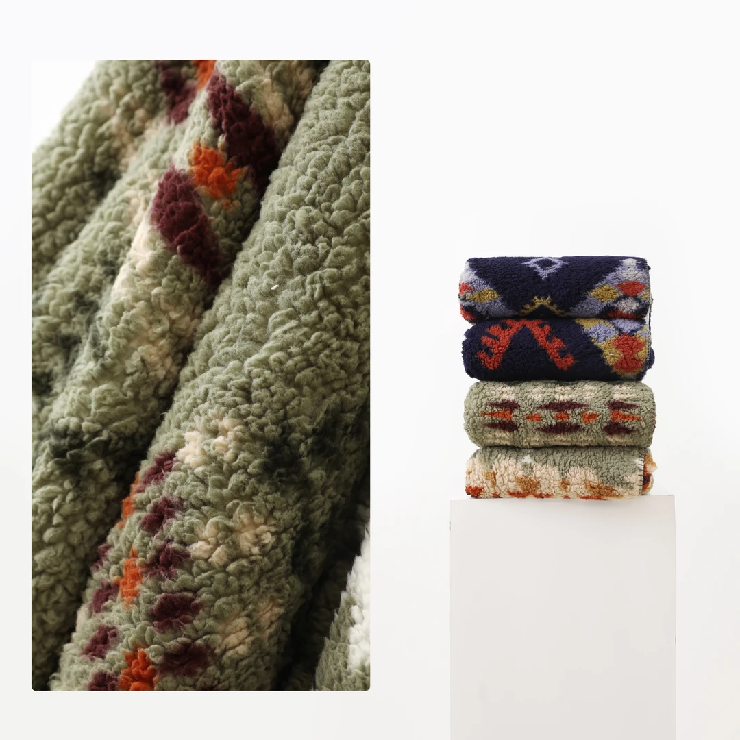 门店219！220*240cm 波西米亚风/双层加厚保暖双面绒毛毯 C18744