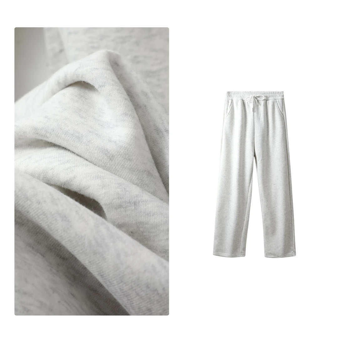 B 门店39&9！复古重磅~加绒加厚抽绳束脚阔腿两穿休闲卫裤C19415