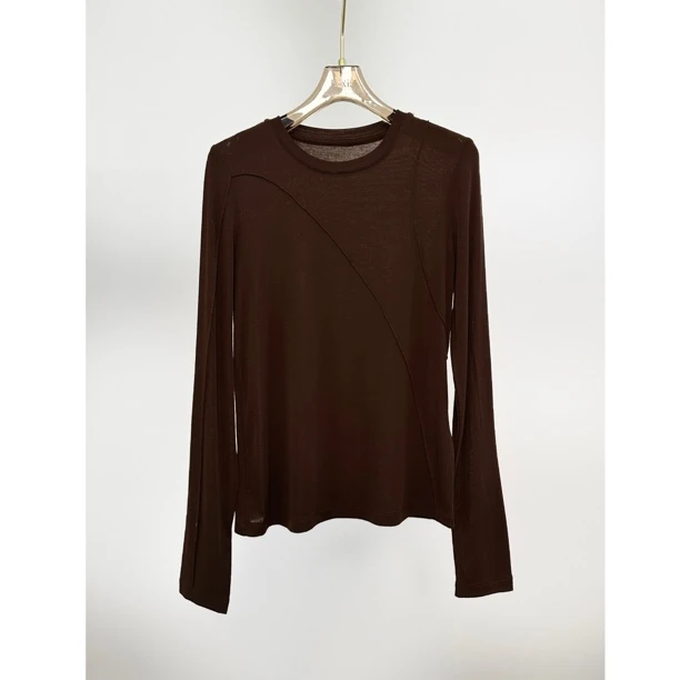 【一寸欢喜3.0】高支羊毛天丝super细时髦显瘦T恤纯色圆领设计款