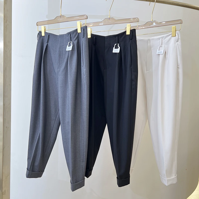 【人行道】双折萝卜裤简约韩版显瘦女裤百搭裤西装裤KZ0108