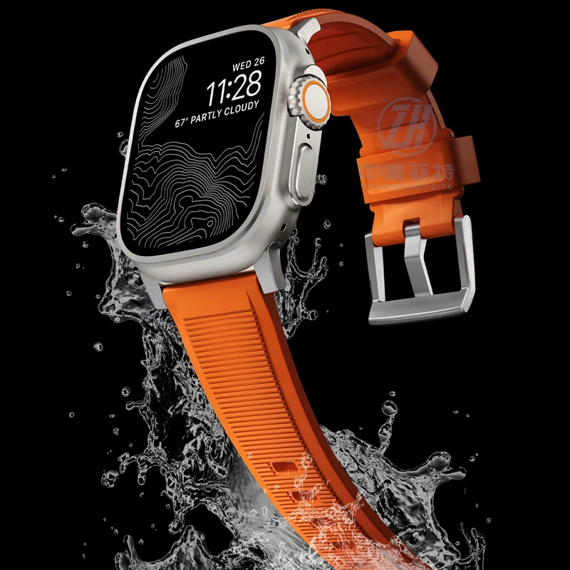 运动型新品高级硅胶防水透气表带适用iwatch9手表带 苹果S9表带