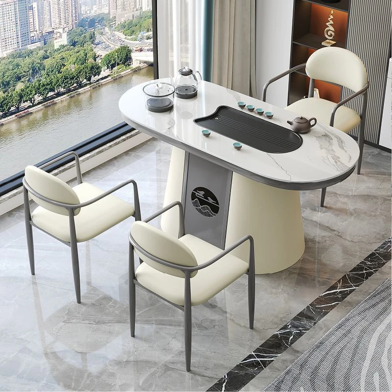 岩板茶桌茶台办公室简约功夫茶台客厅现代泡茶桌自动烧水茶几轻奢