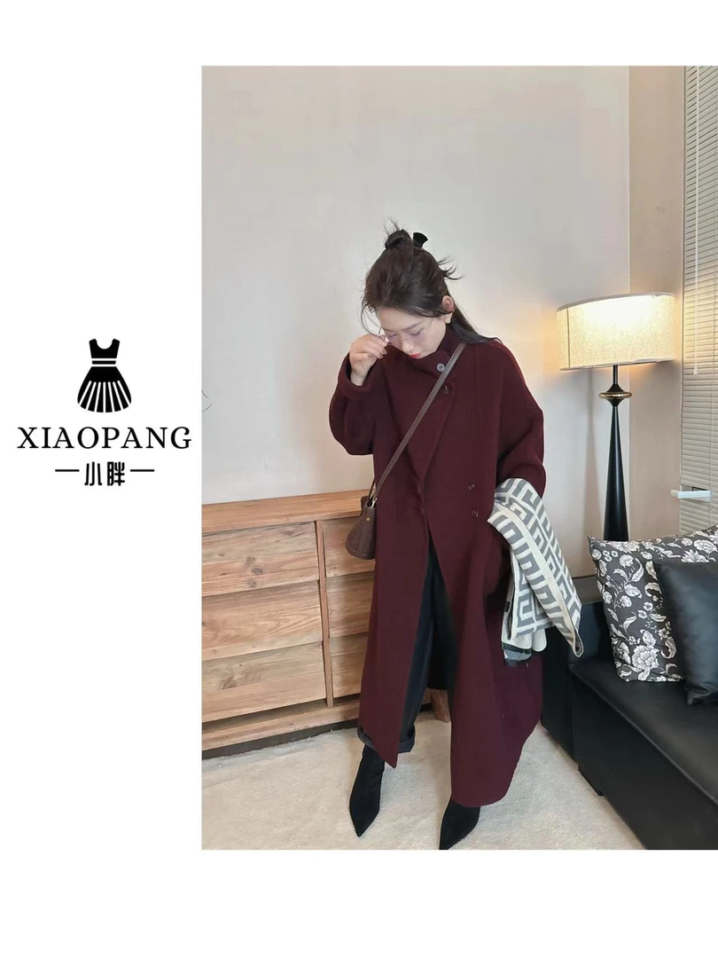【小胖家】【福福款只出不进】2883秋冬中长款立领双面大衣
