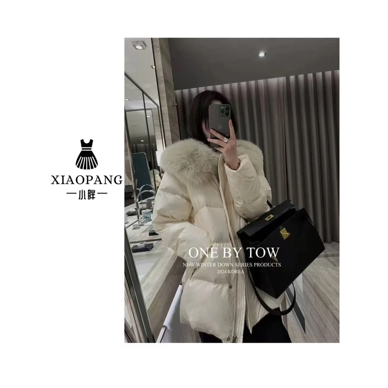 【小胖家】【福福款只出不进】88917高级感收腰大毛领羽绒服