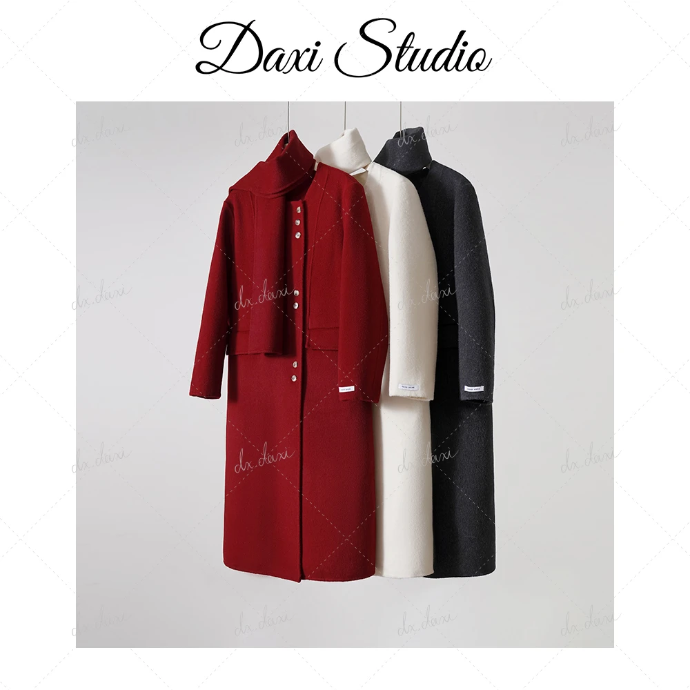 DX.DAXI【凛冬恋歌】围巾款双面羊毛大衣8025