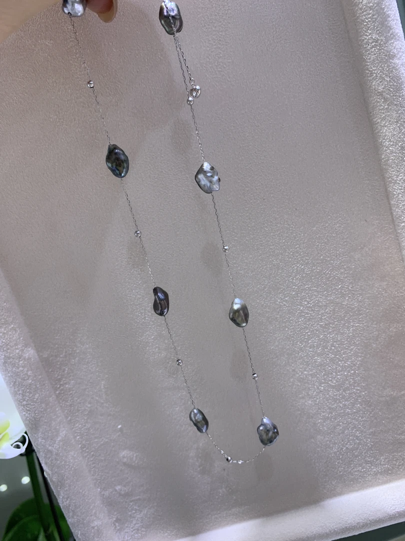 七分「别致」大溪地keshi满天星项链18k金（形状多样性发货一个）