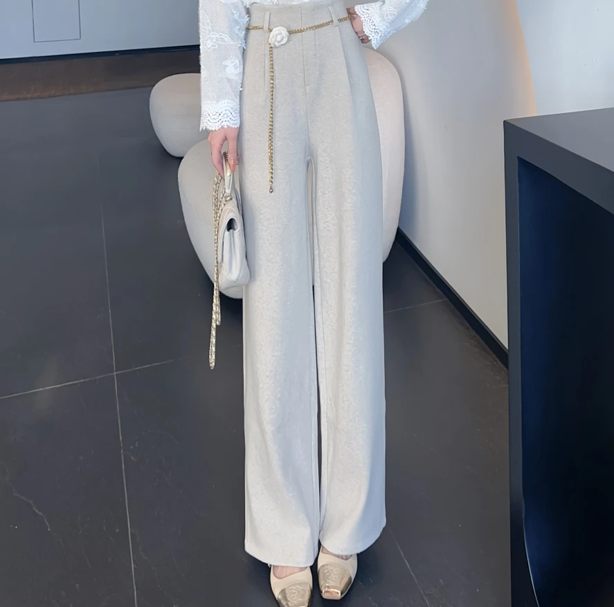 魔法佳佳【曼乐之城】新款阔腿裤直筒垂感窄版加厚休闲裤女B292