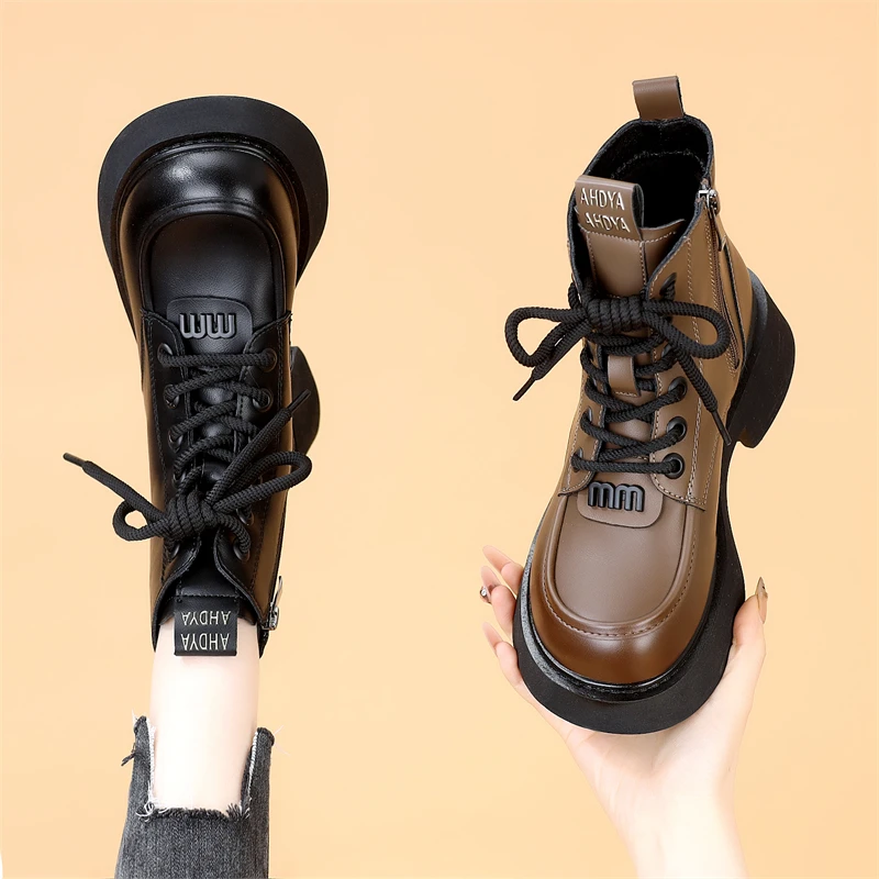 厚底爆款马丁靴女时尚显瘦2025年秋冬新款英伦风软底增高加绒短靴